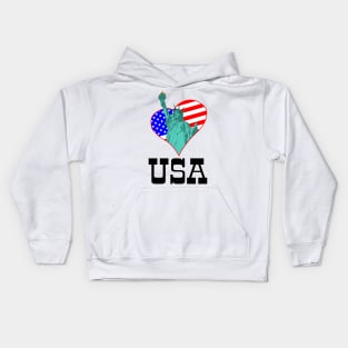 Statue of Liberty in the heart and USA Kids Hoodie